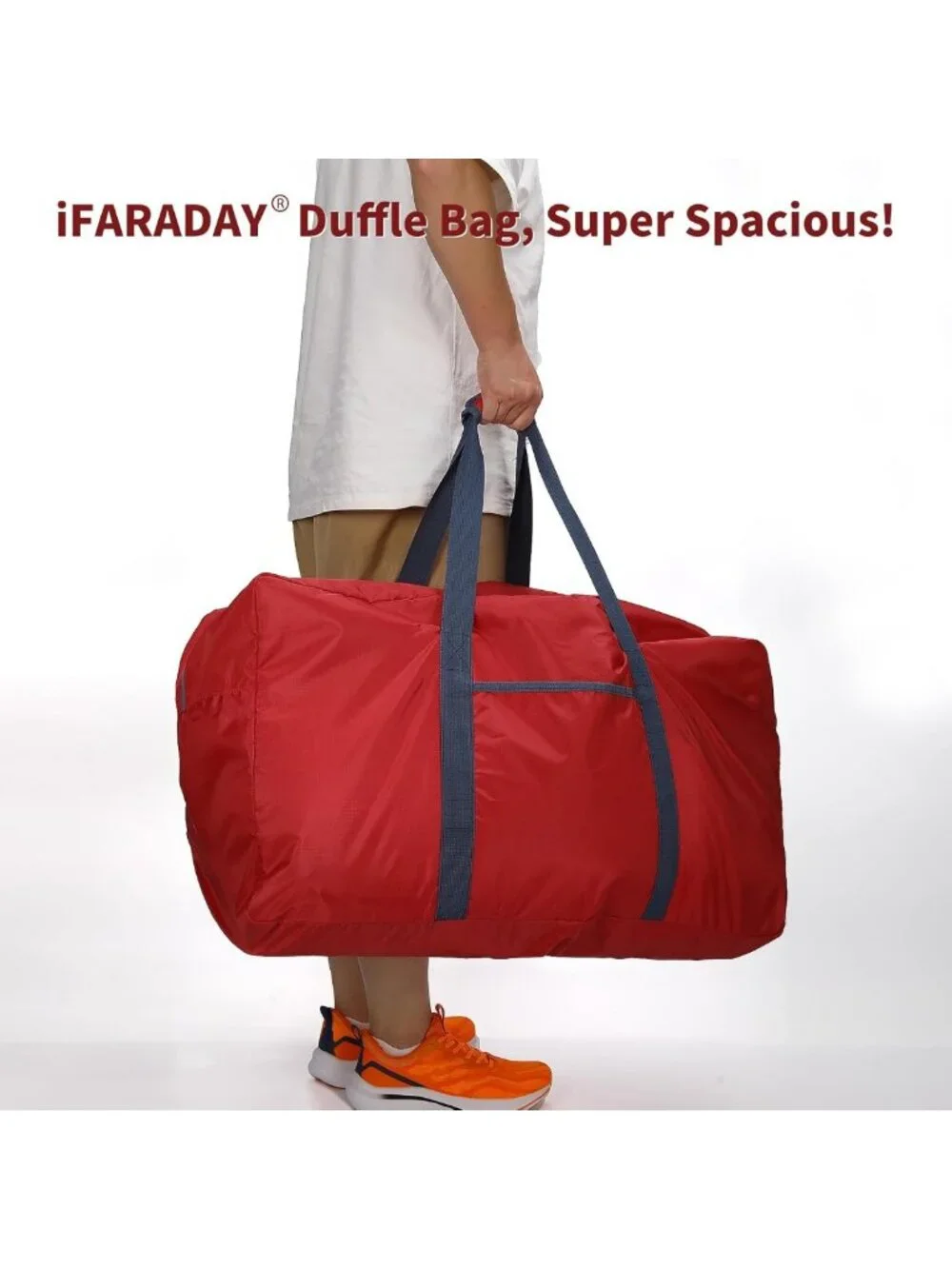 Large 95L Red Duffle Bag | Foldable, Lightweight Travel Storage, 30 Inch